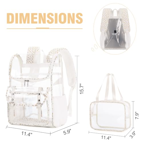 Yellow Floral Clear Backpack with Lunch Bag Set for Women & Men