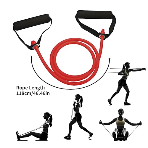 Resistance Bands with Handles - Red 20lb Exercise Bands for Home Workouts