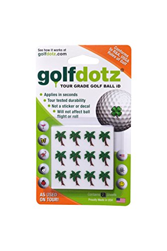 Golfdotz USGA Rule Conforming Golf Ball Markers - Tropical Collection, Palm Trees, 18-32 Count