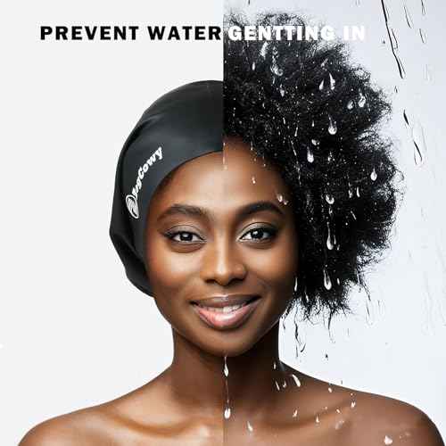 Women Extra Large Swim Cap for Braids and Dreadlocks, Silicone Keep Hair Dry Swimming Caps for Long Hair Extensions Weaves, Waterproof Bath Pool Shower Cap 1-3 Pack