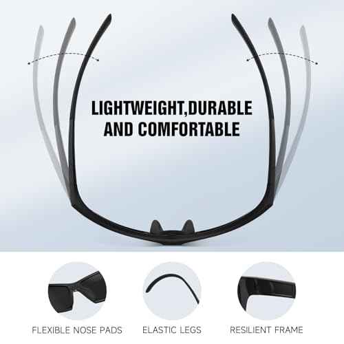 Polarized Sports Sunglasses Men UV400 Protection Wrap Around Lightweight Frame for Cycling Driving Fishing