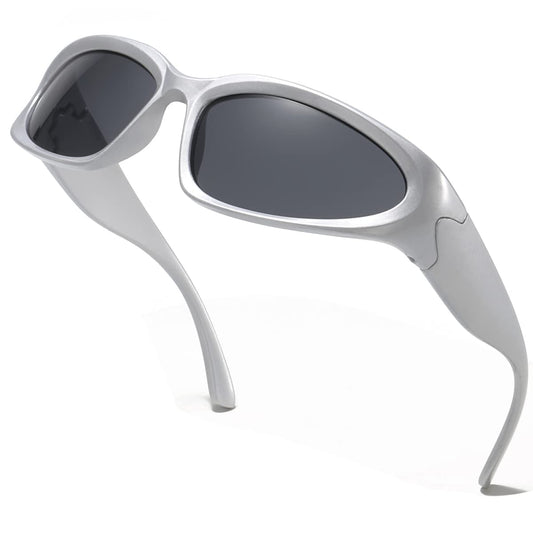 aisswzber Wrap Around Sports Sunglasses for Men Women Fashion Oval Thick Frame Lightweight Durable Plastic for Outdoor UV400