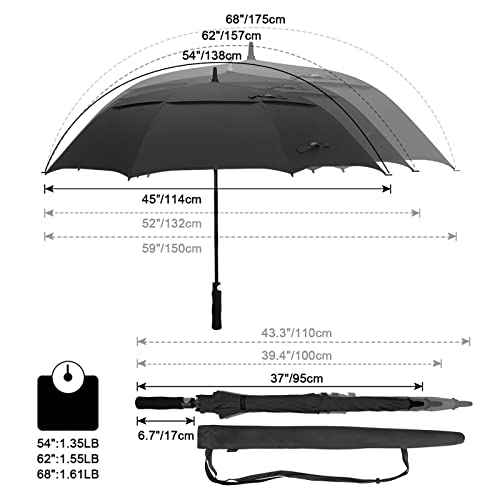 G4Free 47/54/62/68 Inch Automatic Open Golf Umbrella Oversize Extra Large Double Canopy Vented Windproof Waterproof Stick Umbrellas