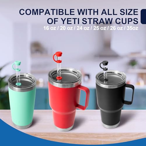 Silicone Spill Stopper and Straw Cover Kit for YETI Tumblers - Leak Proof Mug Accessories (White, 2 Sets)