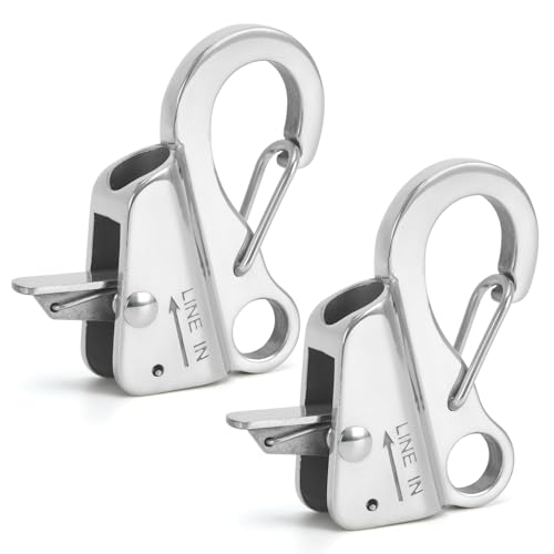Silver Adjustable Boat Rope Hook with Quick Release, 316 Stainless Steel, 8000 lbs Capacity