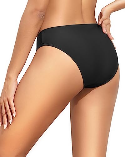 Women Bikini Bottom Full Coverage Swimsuit Bottoms Small Black - Tempt Me