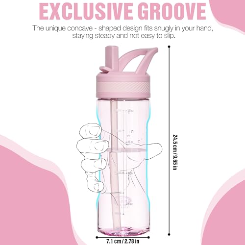 Kids Water Bottle 20oz Pink with Straw Lid BPA-Free Tritan Leakproof