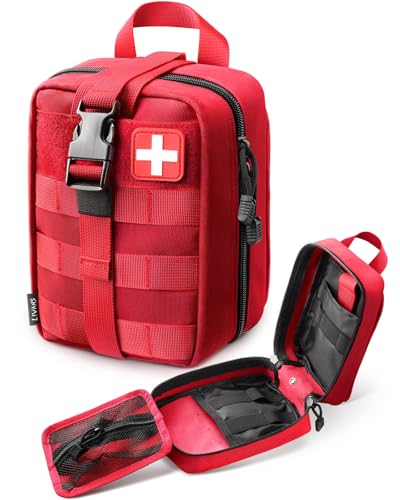 Red 5.7x3.4x7.9 Inch 1000D Nylon First Aid Bag Emergency EMT Pouch