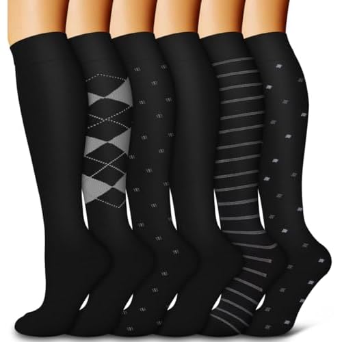 6 Pack Copper Compression Socks for Women and Men Circulation-Best Support for Medical, Running,Nursing,Athletic