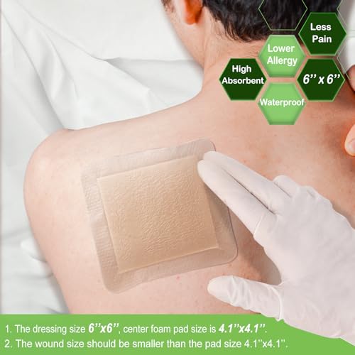 NeuHeils Silicone Foam Wound Dressing 6x6 Inch Pack of 10 for Bed Sores