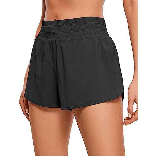 CRZ YOGA High Waisted Running Shorts for Women, 2.5'' Quick Dry Liner Track Gym Athletic Workout Shorts with Zipper Pocket