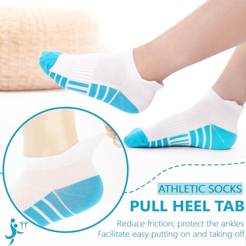 Kids Socks 12 Pairs Toddler Ankle Athletic Socks with Tab - 10-14 Years Multicolored