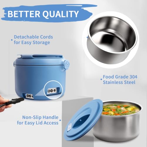 Aotto Electric Lunch Box Blue 32oz Portable Food Warmer for Work Car Travel