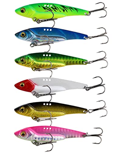 Blade Bait Bass Fishing Lures Set 6pcs 2.75in 20g Sinking VIB Hard Swimbaits - B-2.7in-0.7oz-6pcs