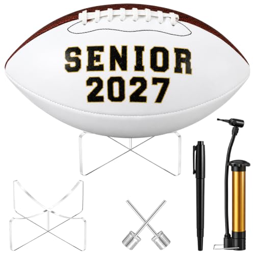 Official Size 9 Signature Football for Graduation & Sports Collecting - White Autograph Ball Set