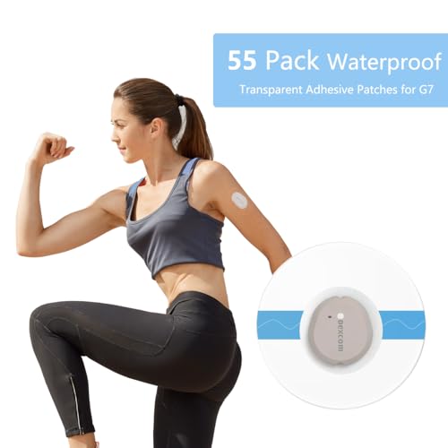 G7 Over Patches Waterproof - 55 Pack Adhesive Patches for G7£¦Stelo-Transparent Sensor Cover for Continuous Glucose Monitor,Without Hole On The Center-HECHUAN