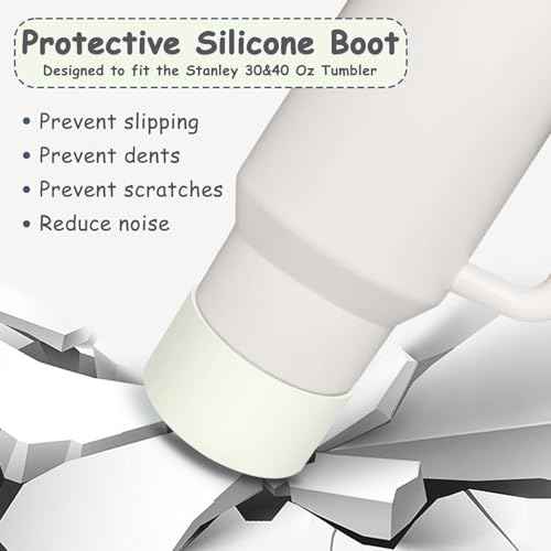 Stanley Cup Accessories Set,Including 2 Pcs 0.4in Straw Cover, 1 Silicone Spill-Proof Stopper Set of 3, 1 Cute Flower Handle Charm, 1 Silicone Boot Fits Stanley 40&30 Oz Tumbler (Cream)