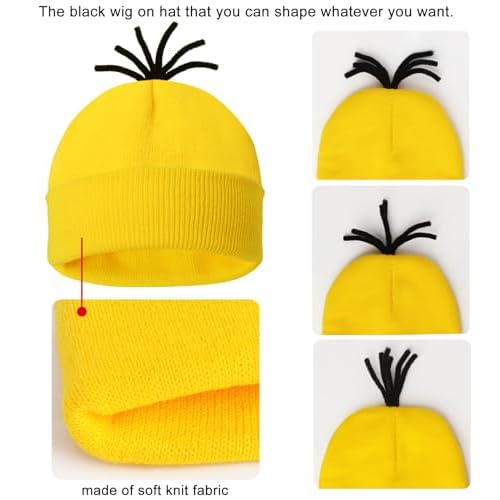 6 Pcs Halloween Costume Accessories for Adult, Goggles Yellow Beanie Gloves for Halloween Cosplay Dress Up