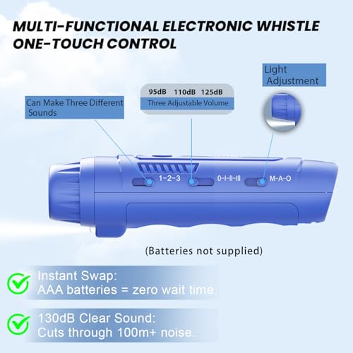 Electronic Whistle for Coaches Referees & Teachers - Blue, 3 Tones & High Volume