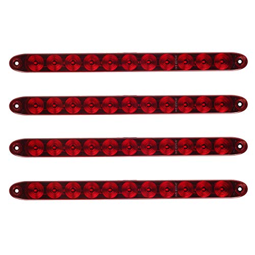 Partsam 4 Pack 15-Inch Red Waterproof Sealed LED Brake and Turn Signal Light Bar - DOT Compliant