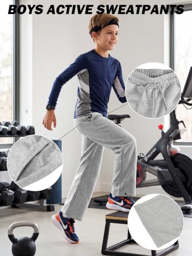 Boys Baggy Sweatpants 15-16 Years Wide Leg Kids Pants Black Grey Dark Grey Light Grey