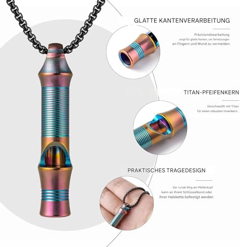 Titanium Emergency Whistle with Lanyard - 120dB Loud Safety Signal for Outdoors & Pets - Purple 1-Pack