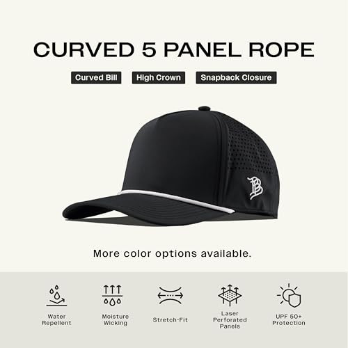 Branded Bills America Script Hat for Men - Black 5 Panel Curved Rope Cap