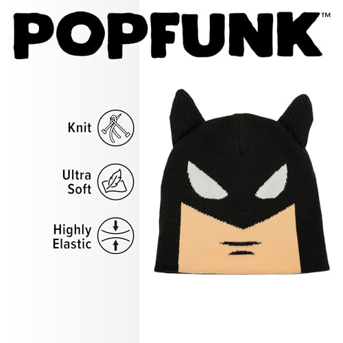 Popfunk Official Batman Face Adult Knit Beanie - Unisex for Men and Women, Black