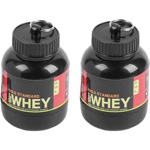 Protein Powder and Supplement Funnel Keychain - Protein Powder Container with Durable Key-Chain Portable to-Go Container for The Gym, Workouts, Fitness, and Travel, Black (2Pack, NO)