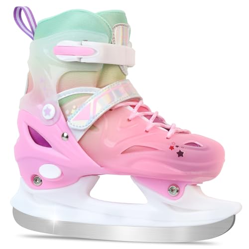 Adjustable Girls Ice Skates for Kids - Pink, Small (US 10C-12.5C) - Beginner Hockey Skating Shoes