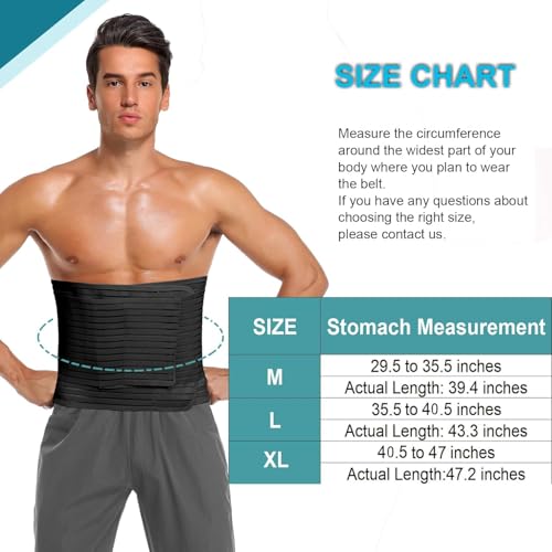 Abdominal Binder for Men & Women ? Post Surgery Belly Band Adjustable Compression Wrap Belly Binder Abdomen Hernia Support Belt (L)