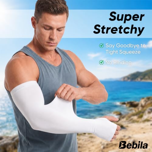 X-Large Arm Sleeves with Thumb Hole for Sun Protection UV Cooling Outdoor - Black