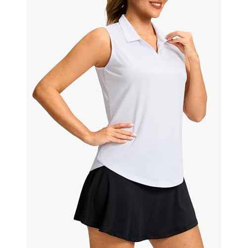G Gradual Sleeveless Golf Shirts for Women Collared V Neck Tennis Tank Top Cooling Polo UPF 50+ Quick Dry Lightweight