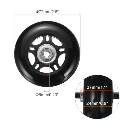 Luggage Wheel Replacement Set 75x24mm Rubber Swivel Caster for Suitcase