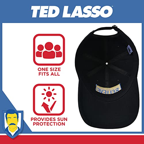 Ted Lasso Baseball Cap - Black Cotton Dad Hat with Embroidered 'Believe' Logo