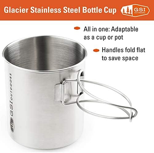 GSI Outdoors Glacier Stainless Steel Bottle Cup I Lightweight Cup or Pot for Travel, Camping and Backpacking - 24 oz
