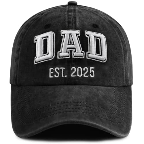 SHANVANKE Funny Dad Est 2025 Hat for Men, Adjustable Cotton 3D Embroidered Daddy Baseball Cap