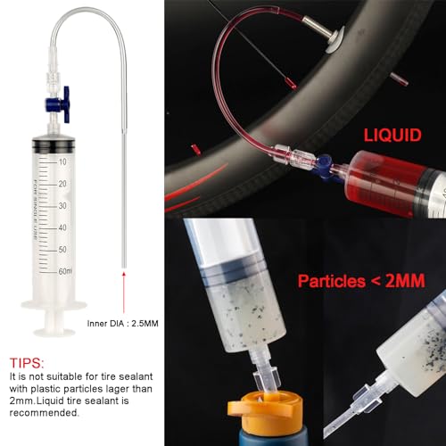 COTOUXKER Tubeless Sealant Injector, Bike Tire Sealant Injector Syringe 2 Ounces with Valve Core Removal Tool for Bike