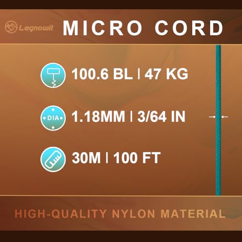 Micro Paracord 1.18mm x 100ft - Turquoise & Purple 2 Pack, Nylon Craft Cord