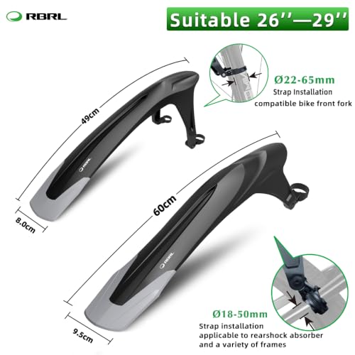 Universal MTB Bike Fender Set - Adjustable 26-29 Inch Mud Guards for Mountain Bikes