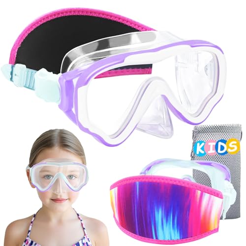 Kids Snorkel Mask Goggles with Nose Cover - Vvinca Purple, Age 6-14