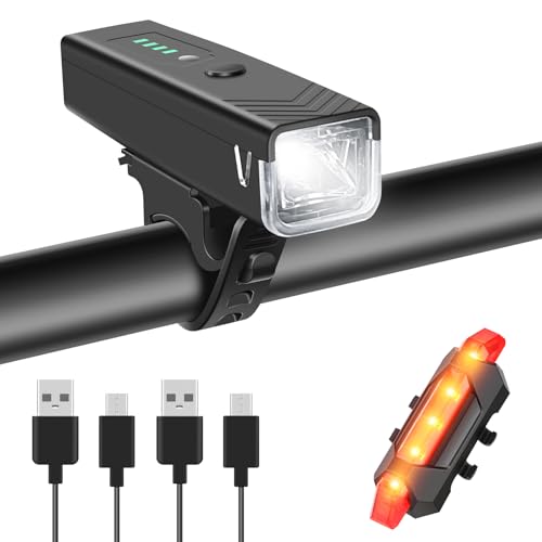 USB Rechargeable Bike Light Set 400 Lumens Front and Rear Waterproof