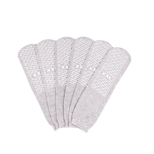XX-Large Grey Slip Stop Safety Slipper Socks - Non-Slip Gripper 3 Pack
