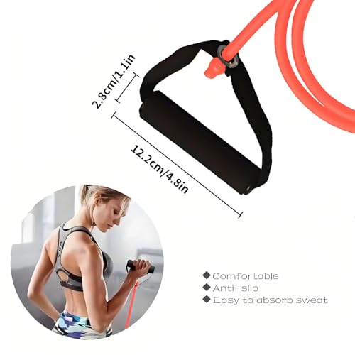Resistance Bands with Handles - Red 20lb Exercise Bands for Home Workouts