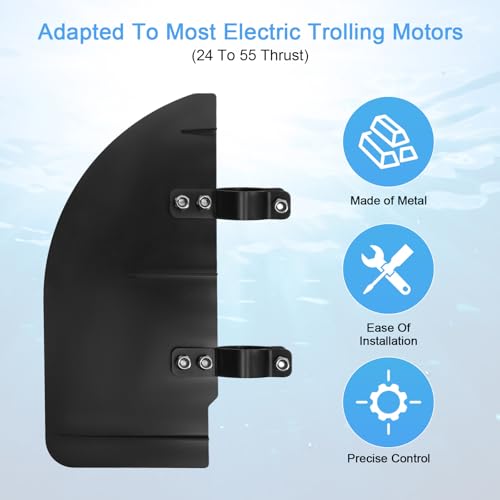 Trolling Motor Rudder, Boat Rudder Kit, Trolling Motor Accessories, Boat Rudder, Fits Most 24-55 Thrust Trolling Motors, Boat Rudder for Pontoon Fishing Kayak Canoe Jon Boat