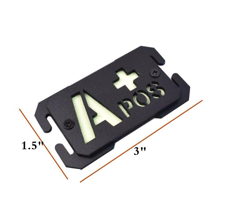 Glow Dark Blood Type A+ Positive POS Reflective Patches Tactical Morale Military Badges with Breach Buckle Mount Fit 1in Molle Webbing (Black A+)