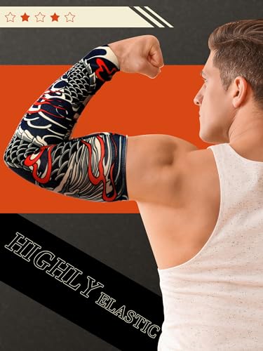 Gothic Men Tattoo Arm Sleeves UV Cover - Medium, 20 Pcs, Various Styles