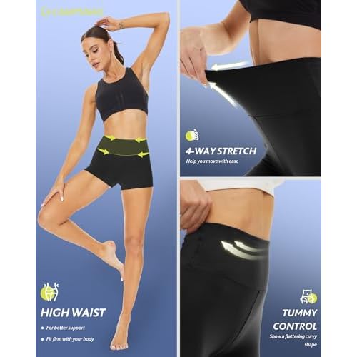CAMPSNAIL Workout Biker Shorts Women - 3"/5"/8" High Waisted Tummy Control Spandex Booty Volleyball Shorts for Yoga Dance