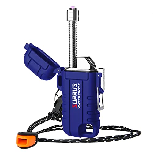 SUPRUS Blue Waterproof Windproof Arc Plasma Lighter USB-C Rechargeable Outdoor Camping Kitchen