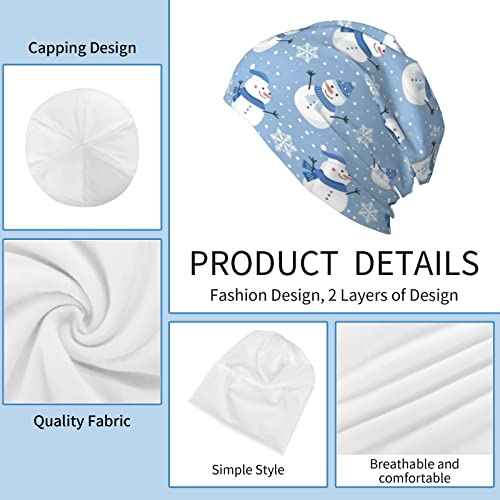 LAIPUTER Christmas Cute Snowman Beanie Standard Closed Chemo Knitted Hats Baggy Slouchy Skull Cap Cancer Headwear for Women Men